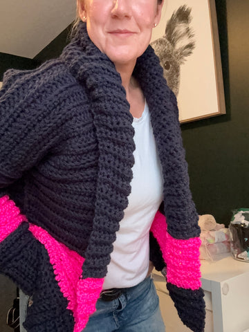 The Resolution Cardigan- Blue & Pink