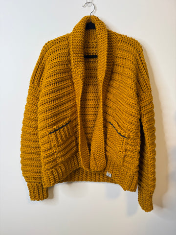 The Resolution Cardigan-Mustard and Navy