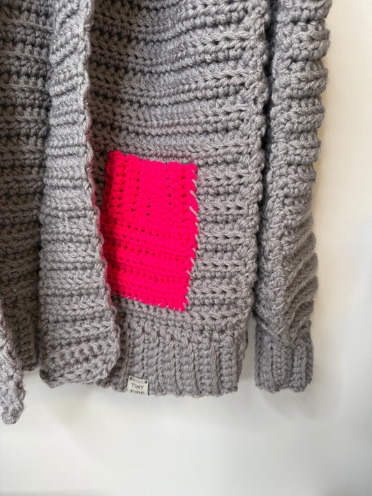 The Resolution Cardigan- Grey & Pink
