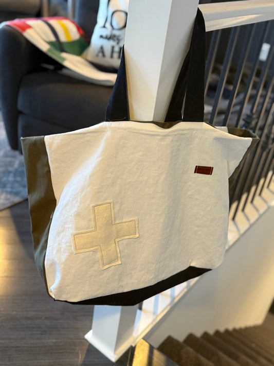 The Tote Bag- vintage apron & patches