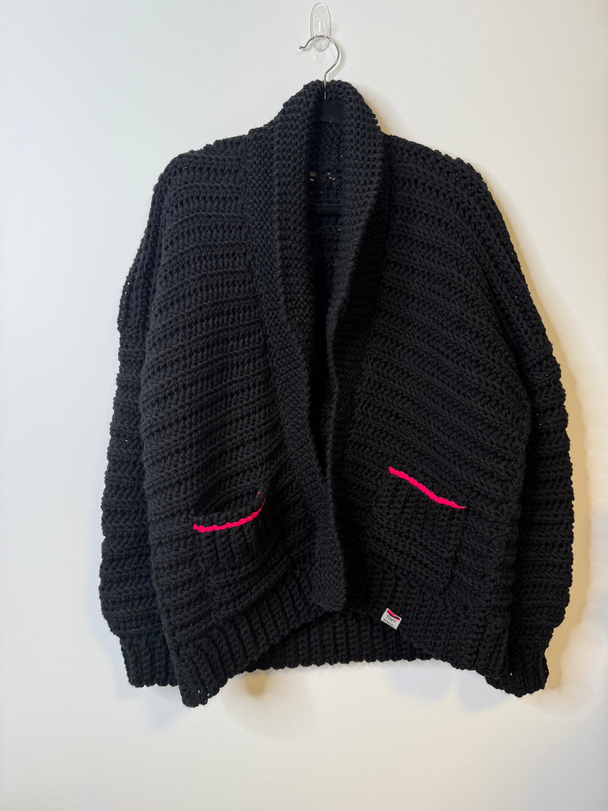 The Resolution Cardigan-Black with a pop of Pink!