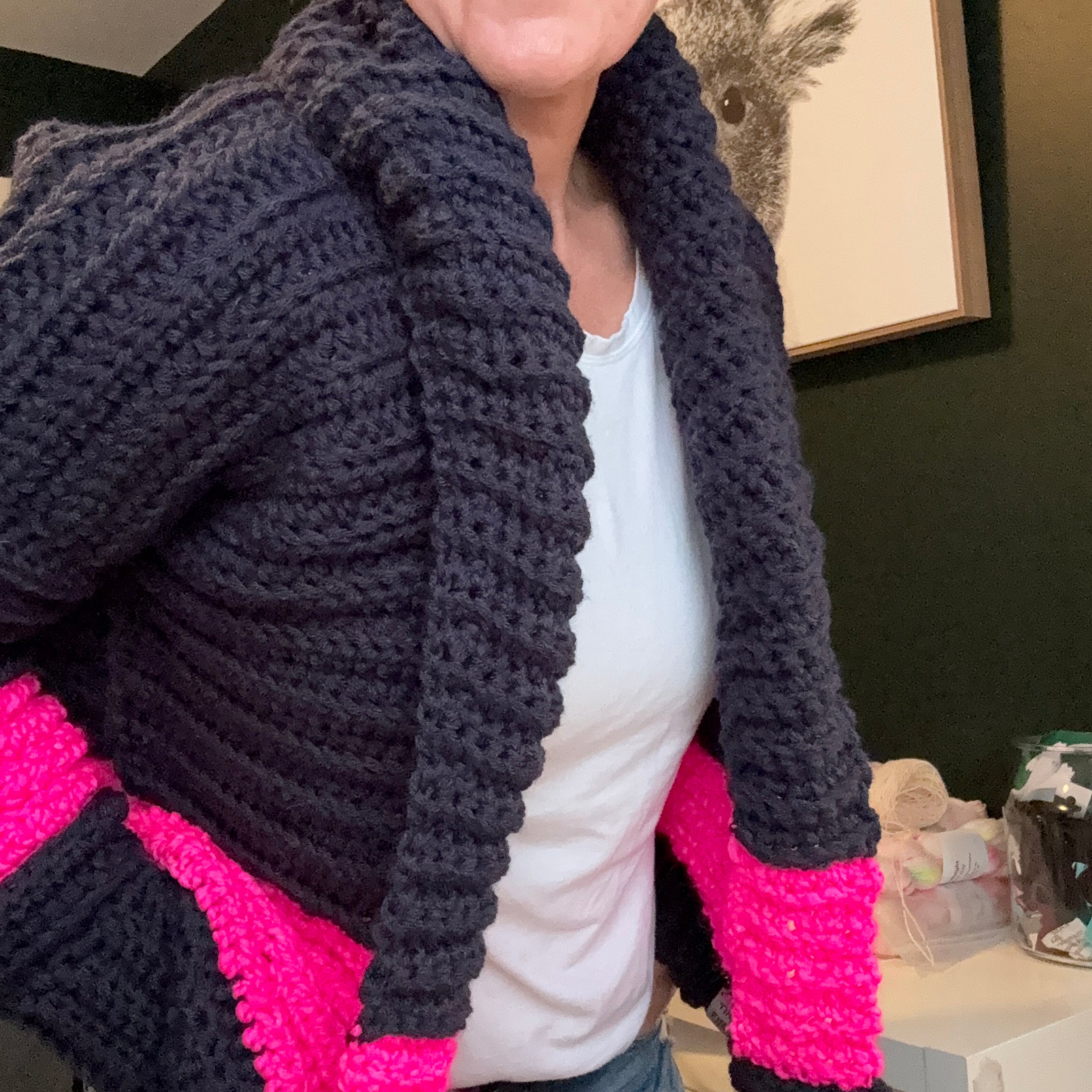 The Resolution Cardigan- Blue & Pink