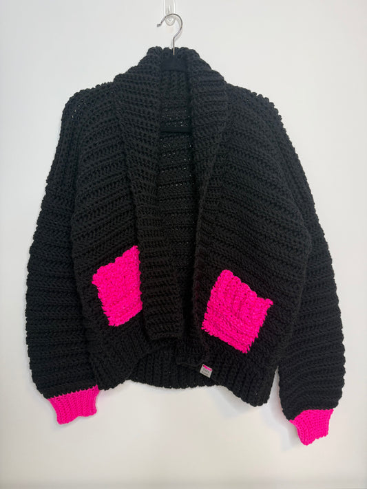 The Resolution Cardigan- Black & Pink