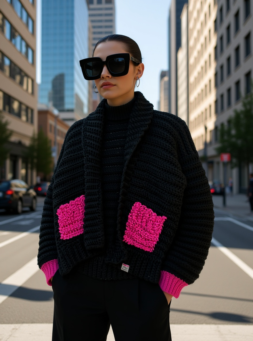 The Resolution Cardigan- Black & Pink