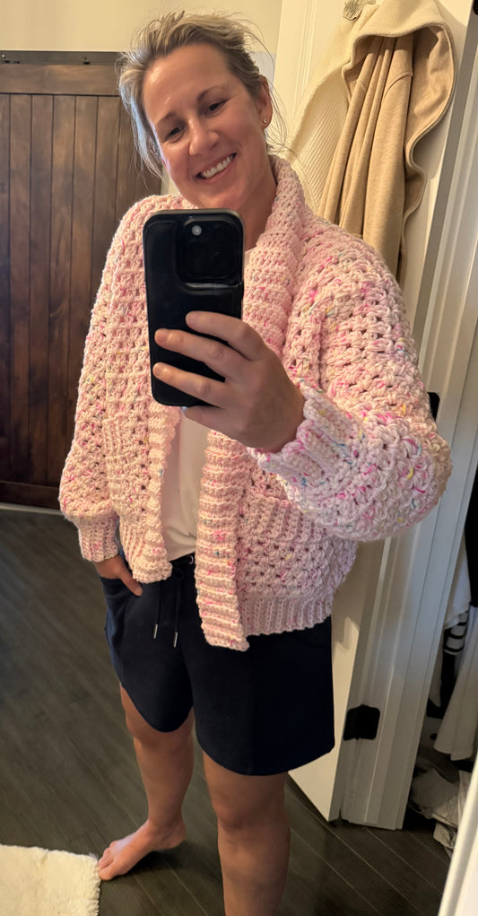 The Essential Ease Cardigan- Pops of Pink